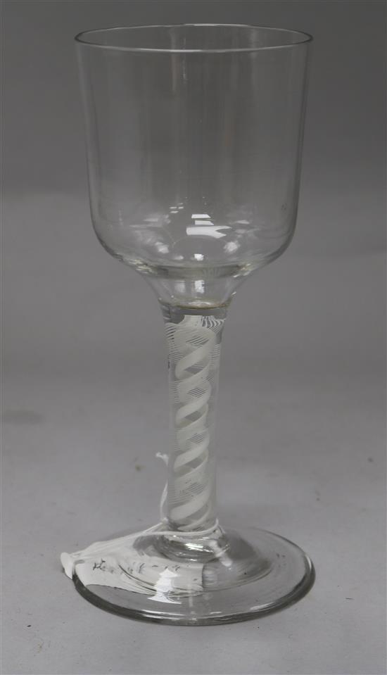 A large double series opaque twist drinking glass, c.1760
